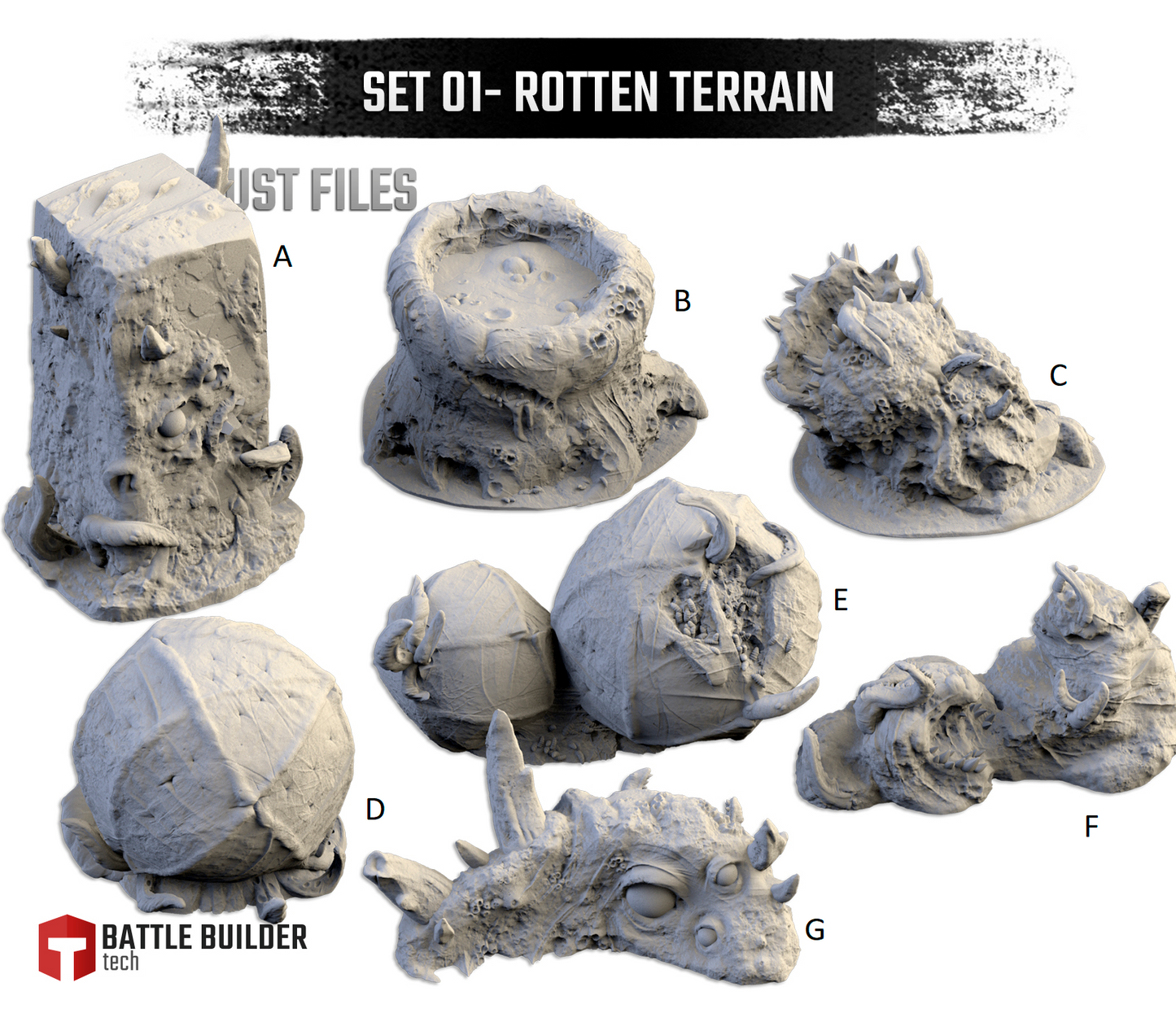 Rotten Terrain - 15mm 20mm 28mm 32mm Battle Builder Tech, Scatter Terrain Warhammer 40K Pathfinder AOS