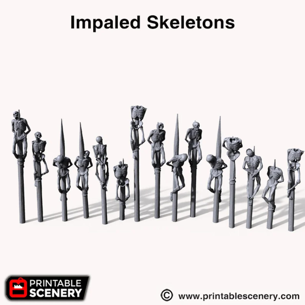 Impaled Skeletons - 28mm 32mm 40mm 54mm 75mm Printable Scenery Shadowfey Wilds Terrain Wargaming D&D DnD Pathfinder