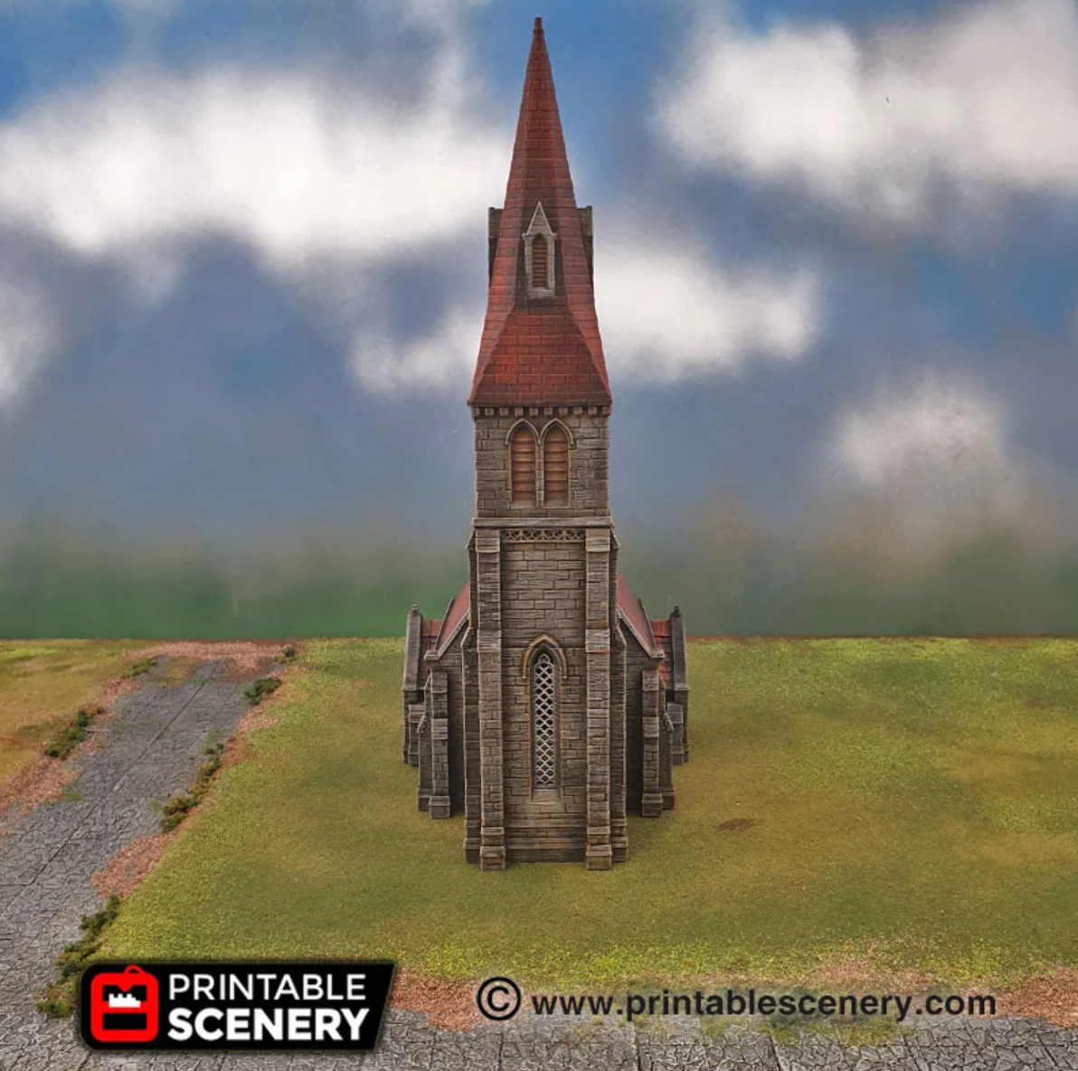 Medieval Church 15mm 20mm 28mm 32mm Wargaming Terrain DnD PathfinderTabletop Gaming, Role-playing, RPG, D&D Printable Scenery