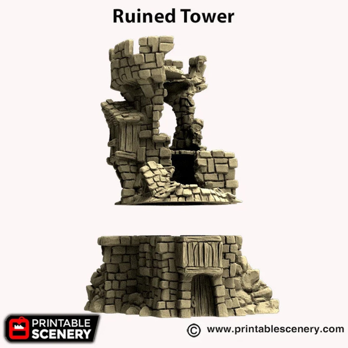 Hagglethorn Ruined Tower from Hagglethorn Hollow Printable Scenery 15mm 20mm 28mm 32mm Terrain D&D DnD Pathfinder Garden Tabletop Gaming, Role-playing, RPG, D&D
