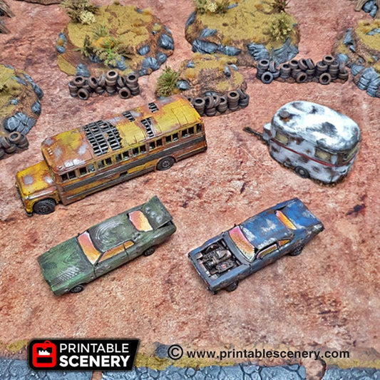 Abandoned vehicles - 15mm 20mm 28mm 32mm Wasteworld, Gaslands, Scatter Terrain Terrain D&D, DnD, Warhammer 40K Pathfinder