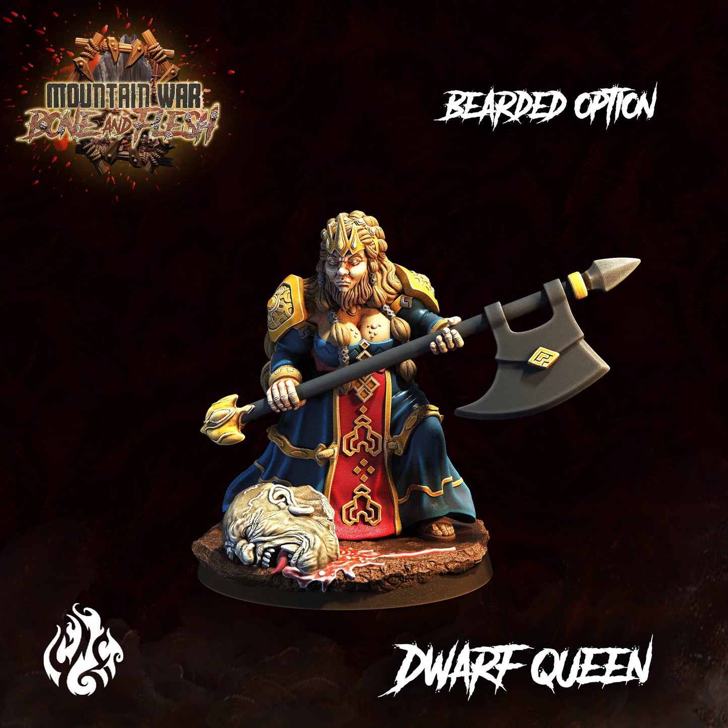 Dwarf Queen Miniature - by Crippled God Foundry | Ogre Warriors | DnD | Dungeons & Dragons | Pathfinder | Warhammer