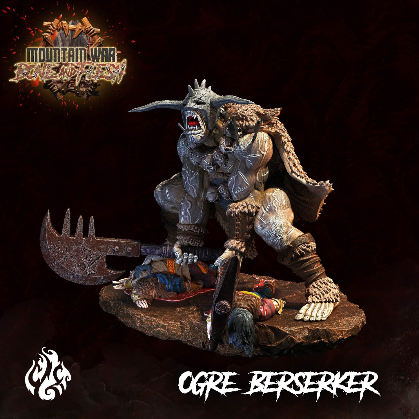 Ogre Beserker Miniature - by Crippled God Foundry | Ogre Warriors | DnD | Dungeons & Dragons | Pathfinder | Warhammer