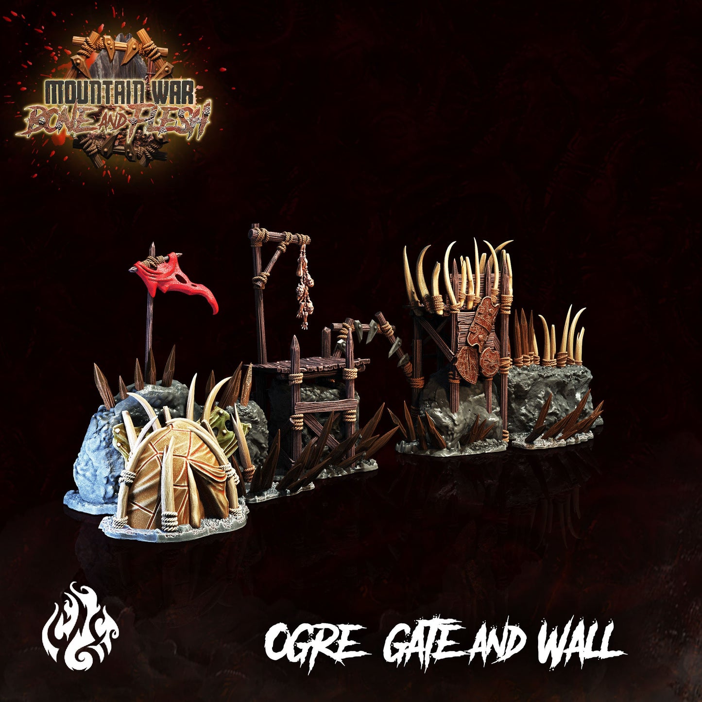 Ogre Gate and Wall scenery - by Crippled God Foundry | Ogre Warriors | DnD | Dungeons & Dragons | Pathfinder | Warhammer