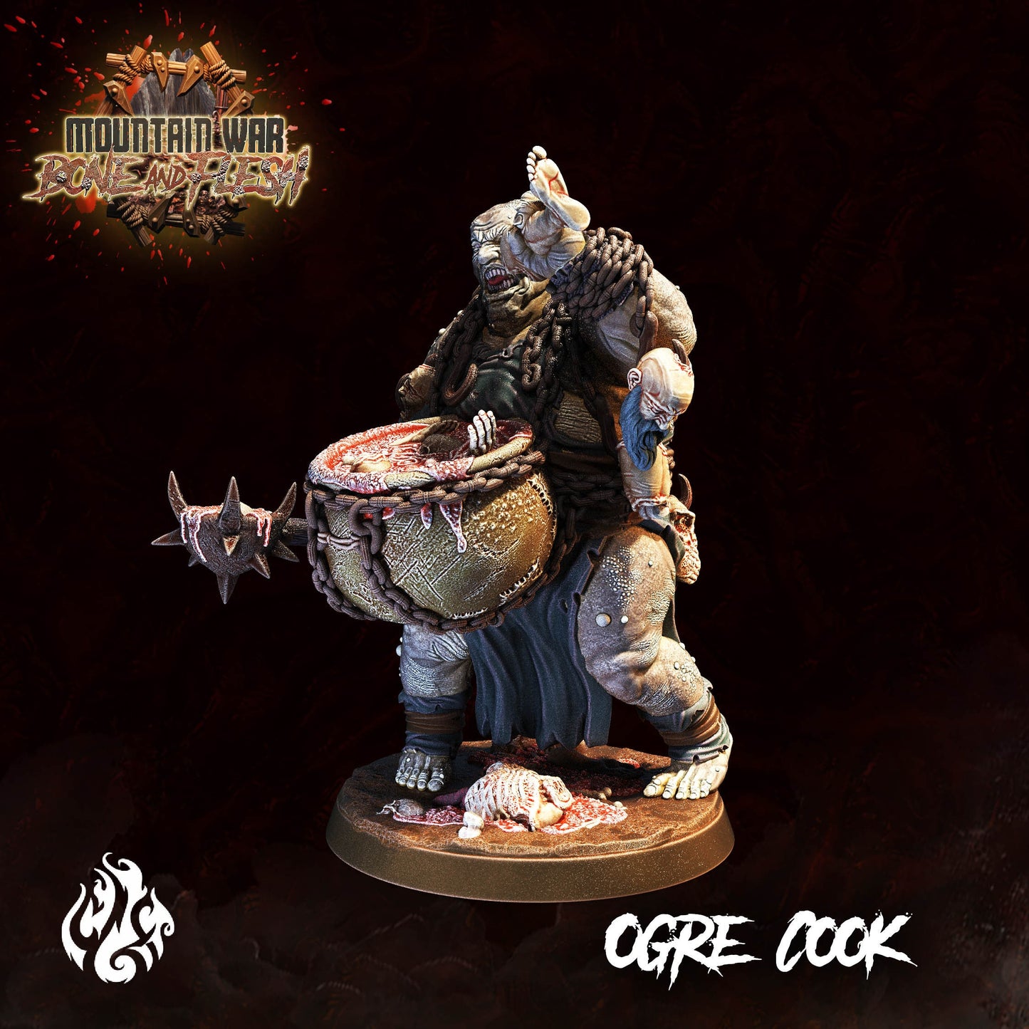Ogre Cook Miniature - by Crippled God Foundry | Ogre Warriors | DnD | Dungeons & Dragons | Pathfinder | Warhammer