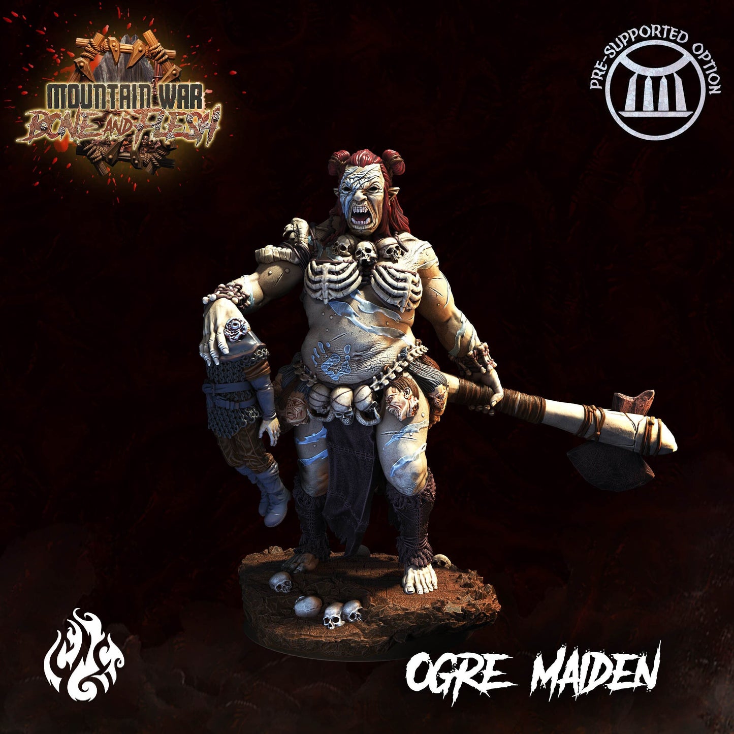 Ogre Maiden Miniature - by Crippled God Foundry | Ogre Warriors | DnD | Dungeons & Dragons | Pathfinder | Warhammer