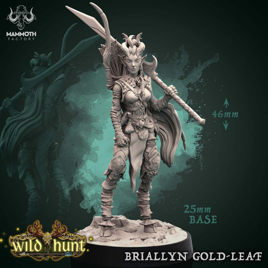 Briallyn Gold-Leaf | Mammoth Factory | 3D Printed Resin Miniature | Dungeons and Dragons | Pathfinder | Tabletop Role Playing | AoS | D&D