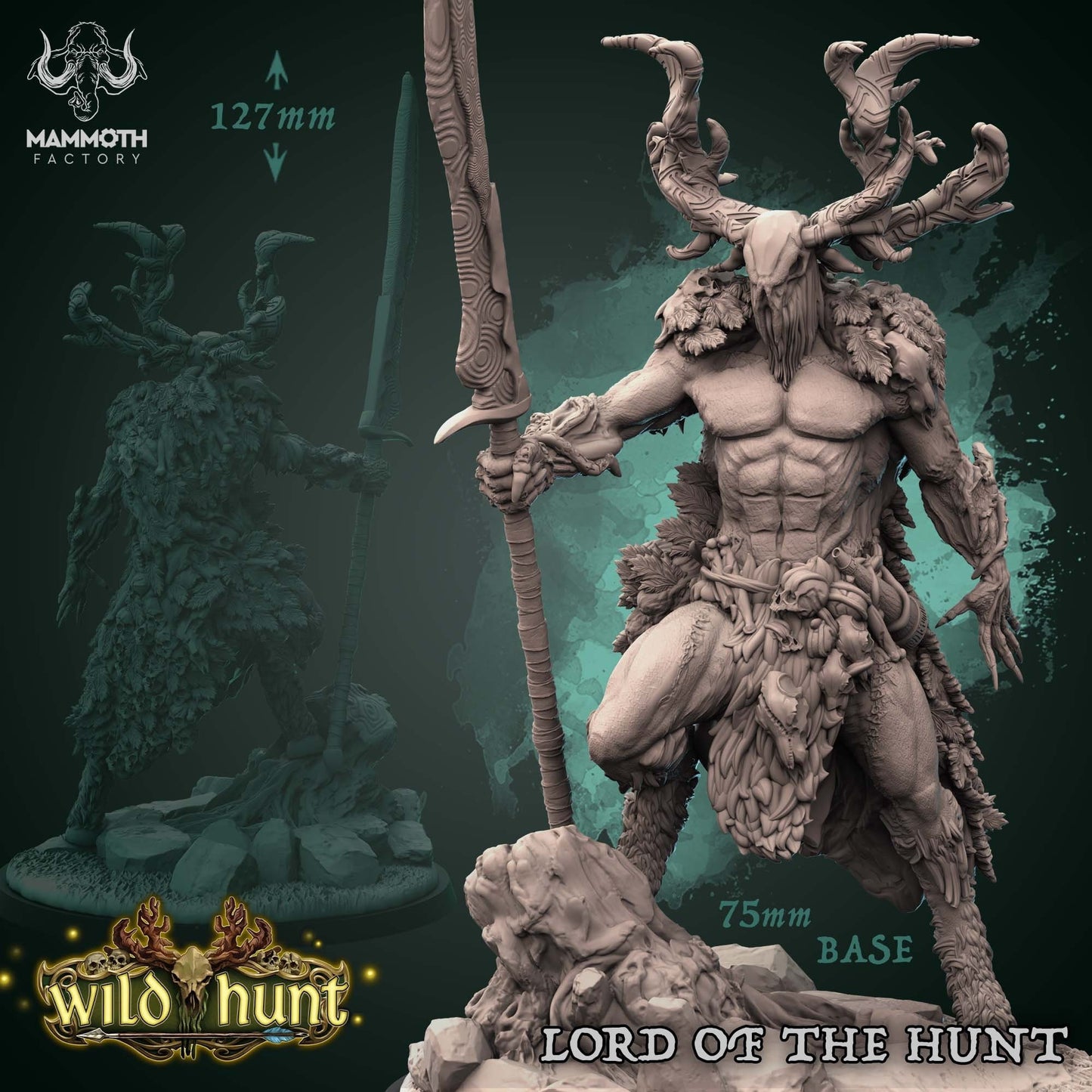 Lord of the Hunt | Mammoth Factory | 3D Printed Resin Miniature | Dungeons and Dragons | Pathfinder | Tabletop Role Playing | AoS | D&D