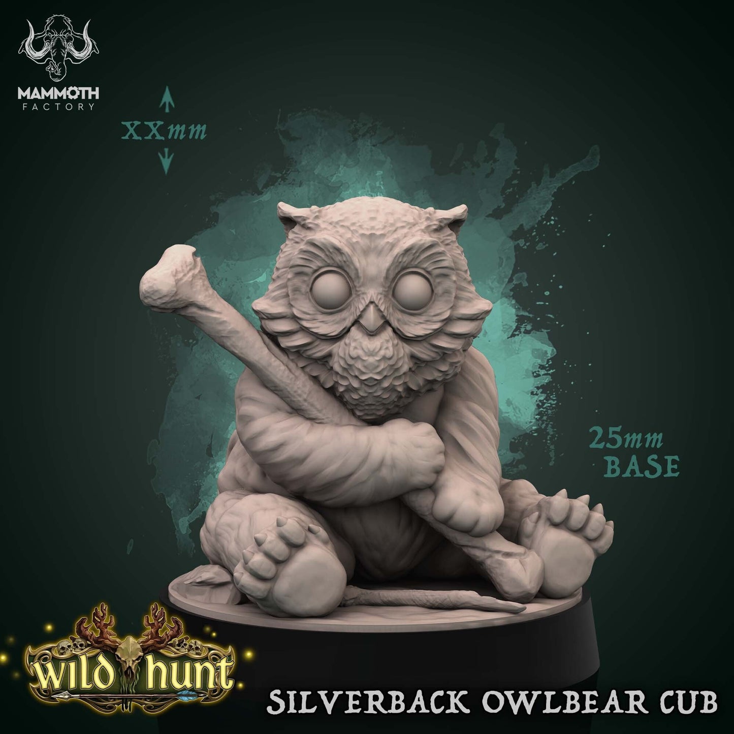 Silverback Owlbear Cub | Mammoth Factory | 3D Printed Resin Miniature | Dungeons and Dragons | Pathfinder | Tabletop Role Playing | AoS |D&D