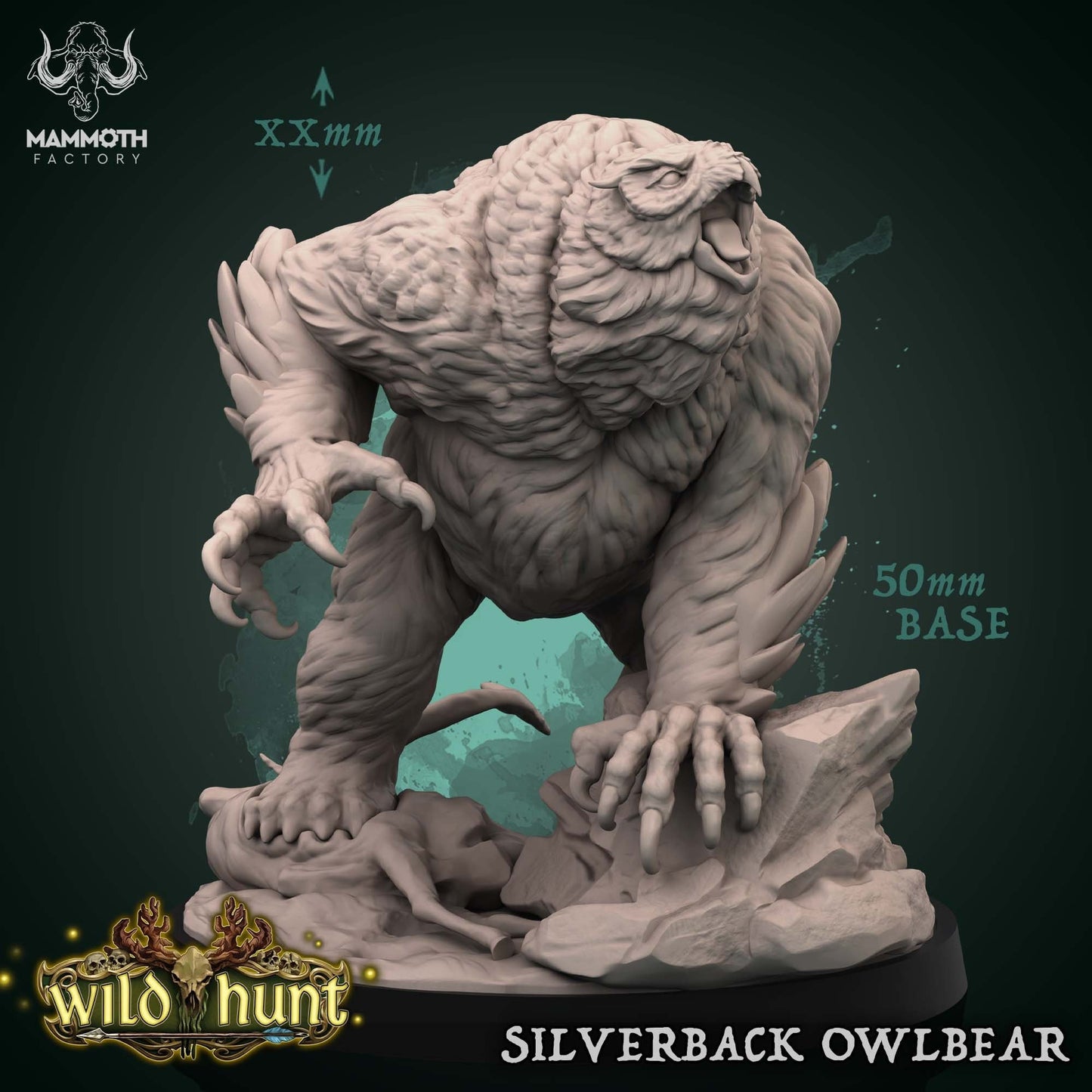 Silverback Owlbear | Mammoth Factory | 3D Printed Resin Miniature | Dungeons and Dragons | Pathfinder | Tabletop Role Playing | AoS |D&D