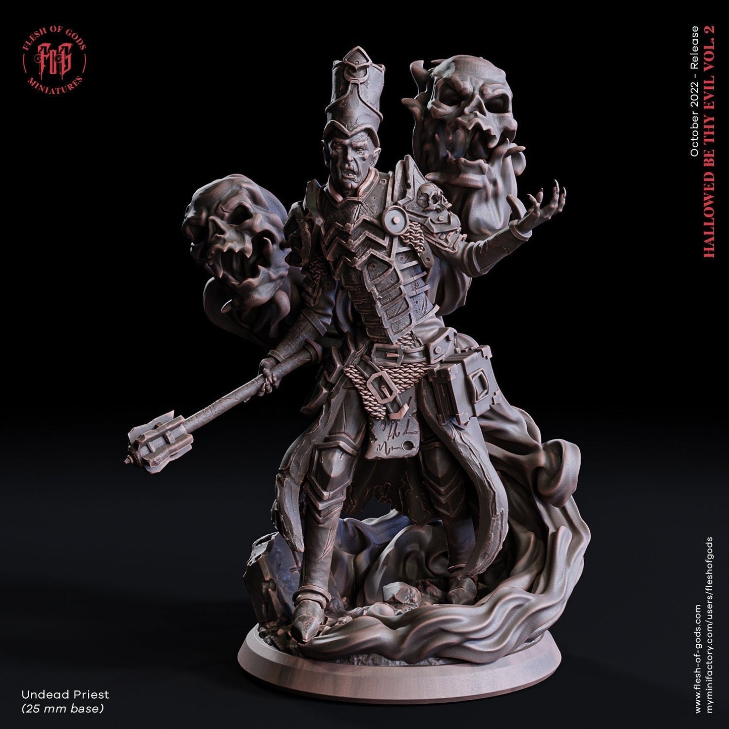 The Undead Priest | Flesh of Gods | Enemy | 3D Printed Resin Miniature | Dungeons and Dragons | Pathfinder | Tabletop Role Playing | D&D