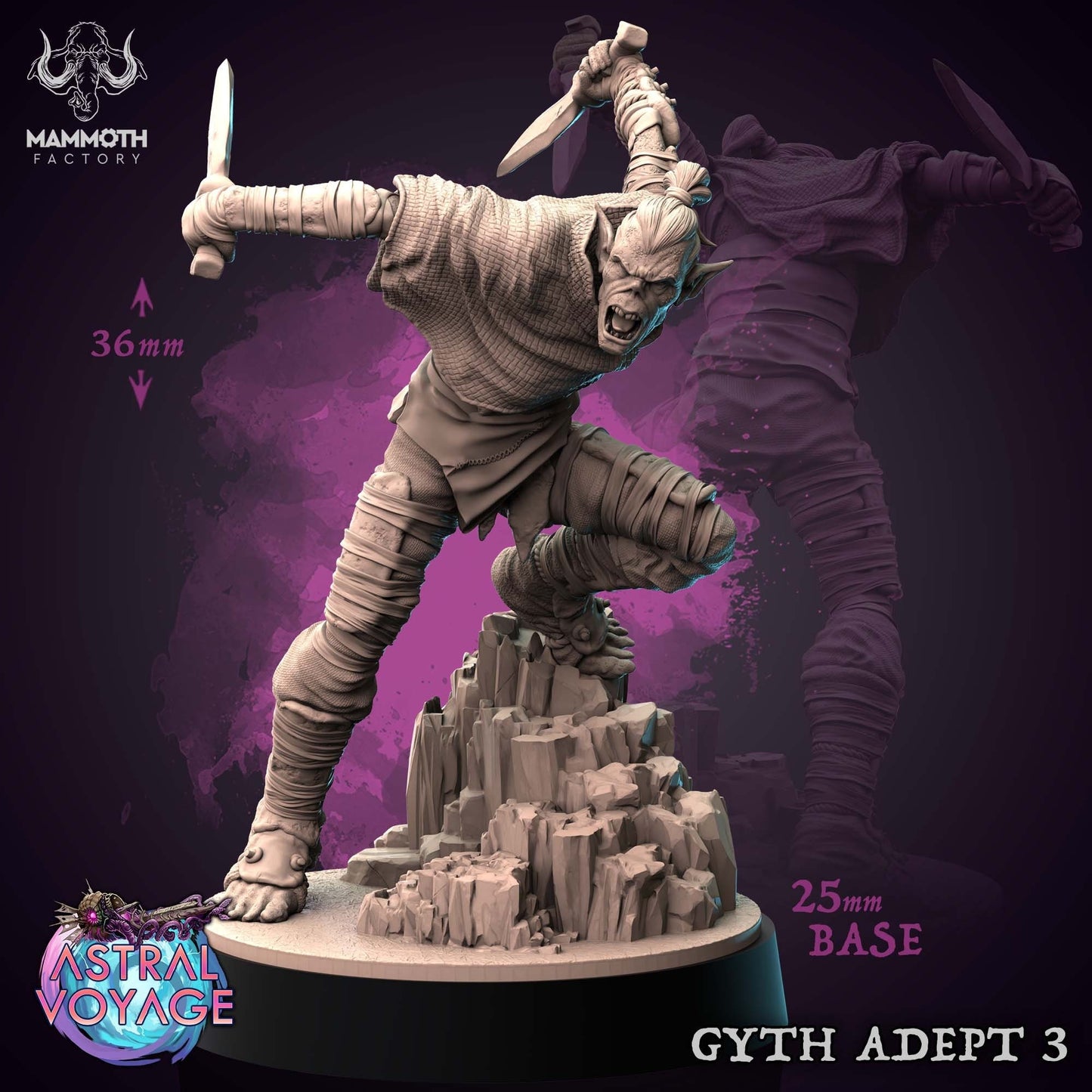 Gyth Adepts | Mammoth Factory | 3D Printed Resin Miniature | Dungeons and Dragons | Pathfinder | Tabletop Role Playing | D&D