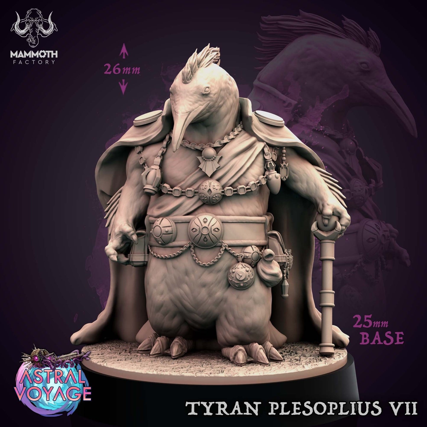 Tyran Plesoplius VII | Mammoth Factory | 3D Printed Resin Miniature | Dungeons and Dragons | Pathfinder | Tabletop Role Playing |
