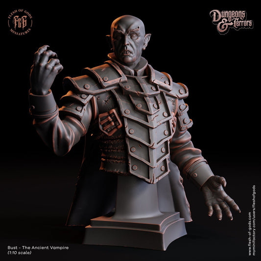 The Ancient Vampire Bust | Flesh of Gods | 3D Printed Resin Miniature | Dungeons and Dragons | Pathfinder | Tabletop Role Playing | D&D