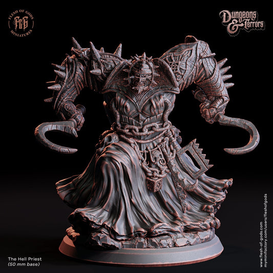 The Hell Priest | Flesh of Gods | Enemy | 3D Printed Resin Miniature | Dungeons and Dragons | Pathfinder | Tabletop Role Playing | D&D