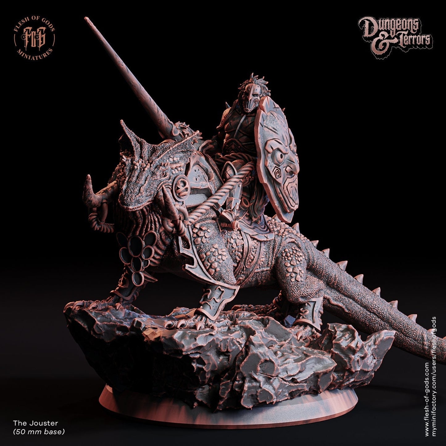 The Jouster | Flesh of Gods | Enemy | 3D Printed Resin Miniature | Dungeons and Dragons | Pathfinder | Tabletop Role Playing | D&D