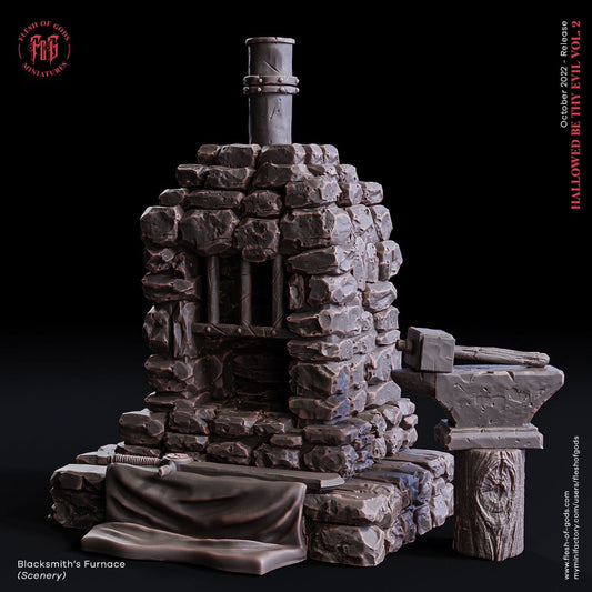 Blacksmith's Furnace | Flesh of Gods | Scenery | 3D Printed Resin Miniature | Dungeons and Dragons | Pathfinder | Tabletop Role Playing |