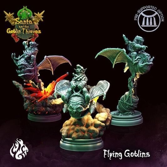 Flying Goblin Bombers on Squigs - by Crippled God Foundry | Christmas Collection | Santa and the Goblin Thieves | DnD | Dungeons & Dragons