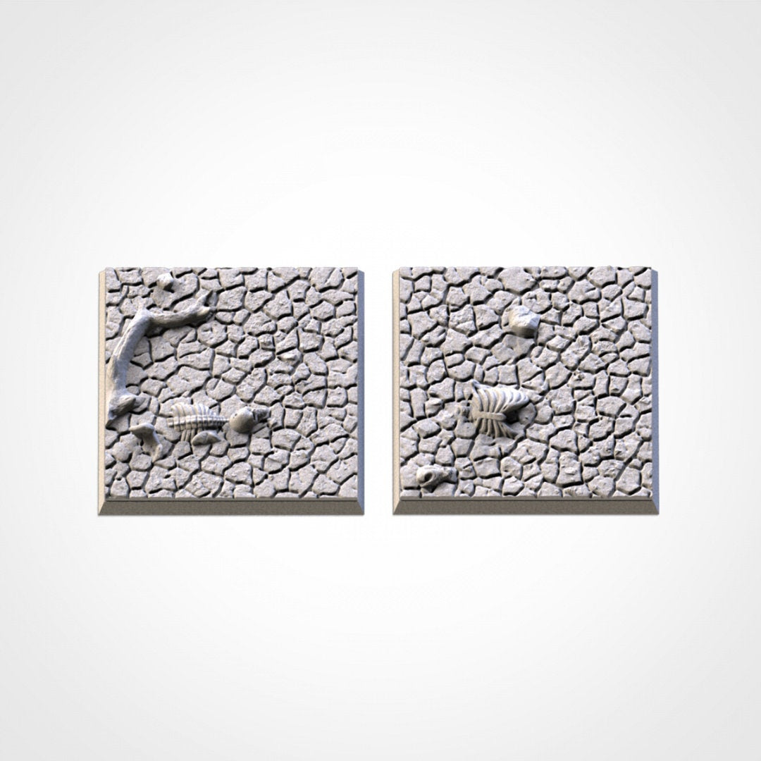 Cracked Desert Square Wargaming Bases | 20mm 25mm 50mm | Txarli Factory